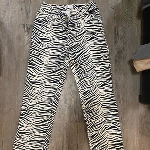 Zara zebra straight leg jeans